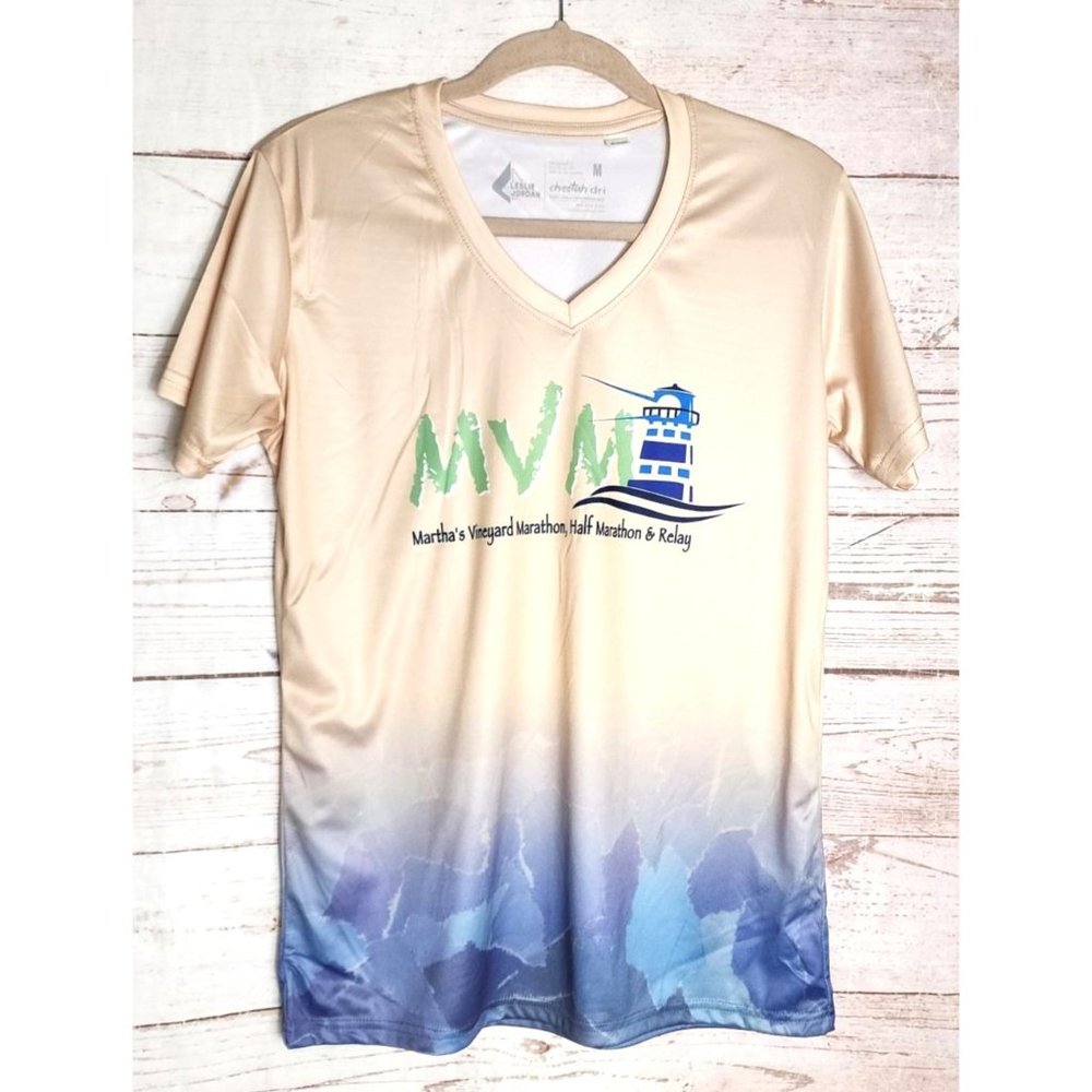 Leslie Jordan Cheetah Dri Poly Performance Med Marthas Vineyard Marathon T Shirt